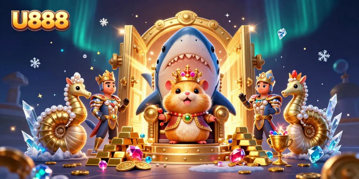 Win exciting bonuses with U888 while enjoying a vibrant casino-themed illustration of treasure and adventure