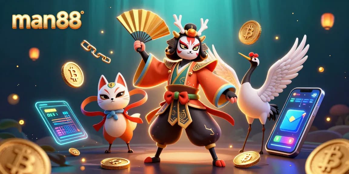 Experience the thrilling man88 casino with vibrant characters and crypto elements.