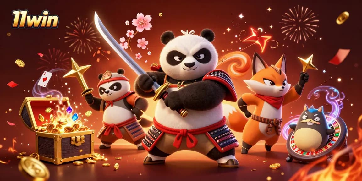 Experience thrilling games at 11win with a vibrant 3D casino illustration showcasing dynamic characters and elements.