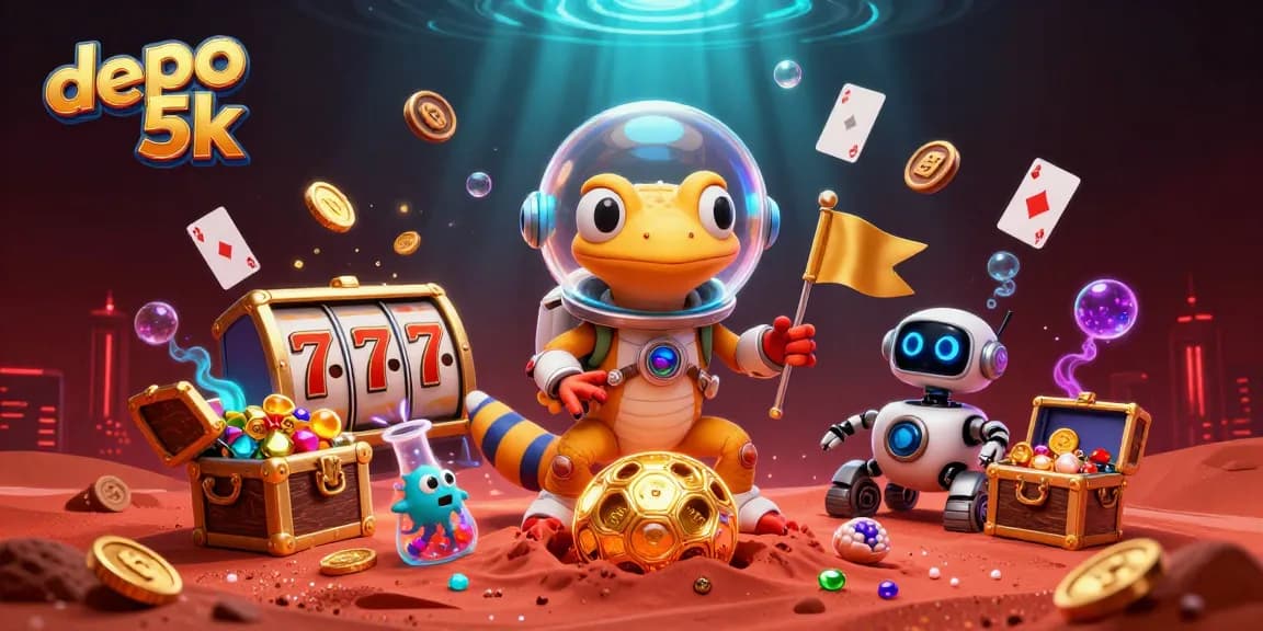 Win big with depo 5k in a vibrant Mars-themed casino adventure, featuring dynamic gaming elements.