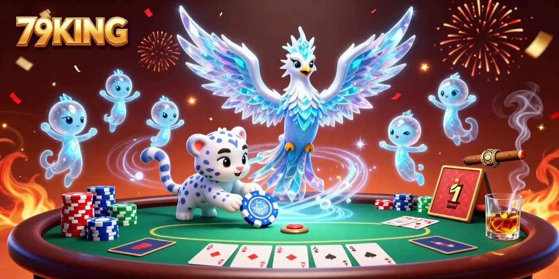 Experience excitement with 79KING in a dazzling 3D casino scene featuring unique characters.