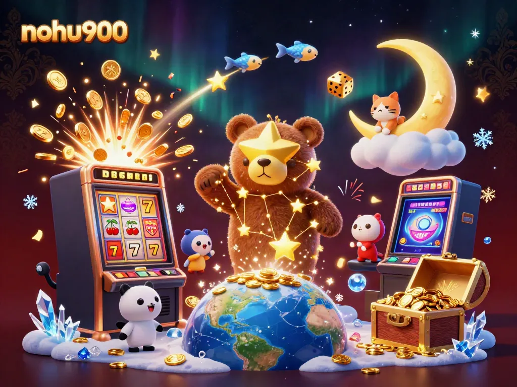Engage with nohu900's thrilling jackpot experience in this vibrant online casino illustration.