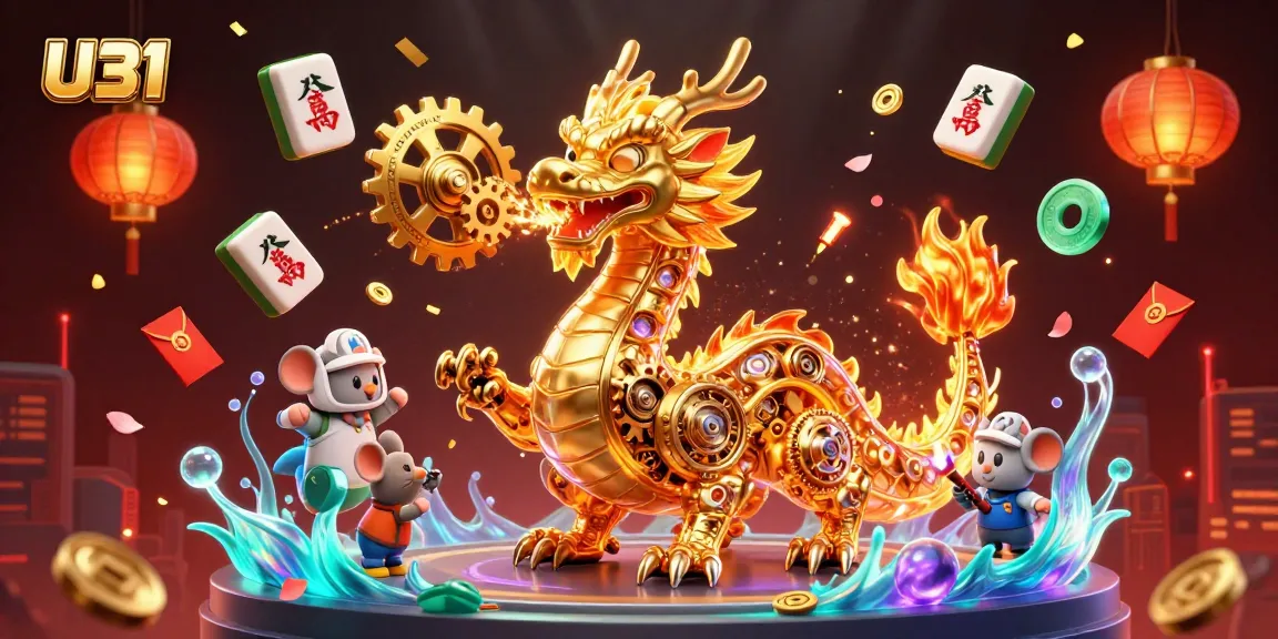 Engage in U31's dynamic casino world with golden dragon, vibrant slot reels, and stunning visuals.
