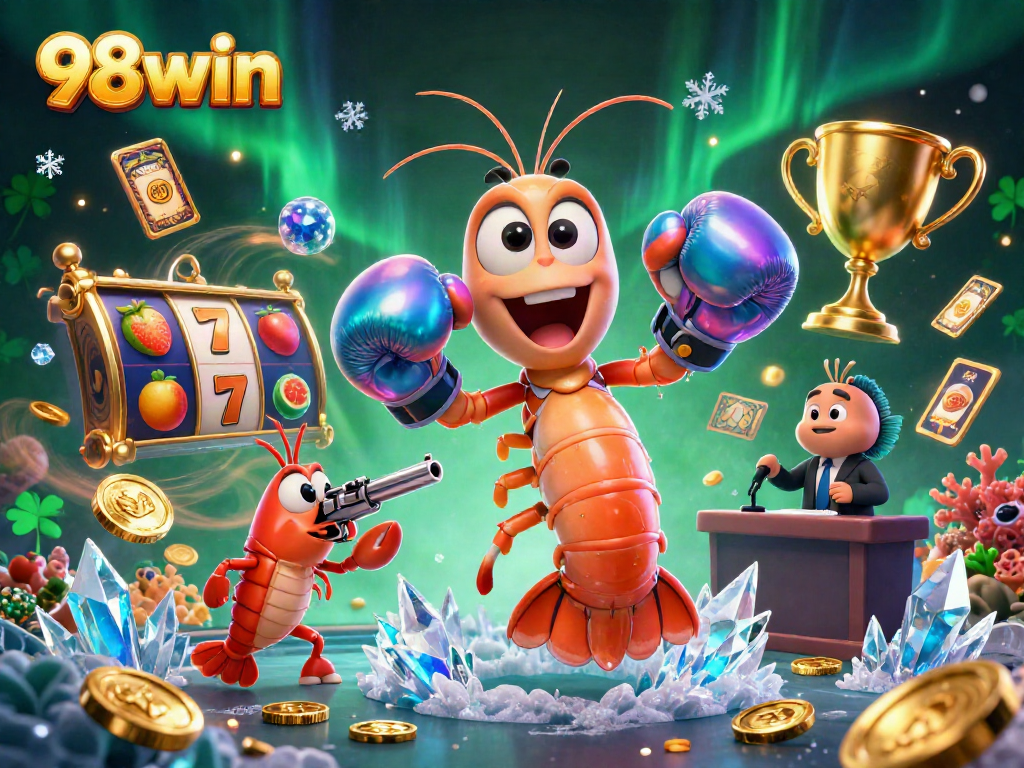 Enter the exciting world of 98win with vibrant slot reels and colorful casino elements