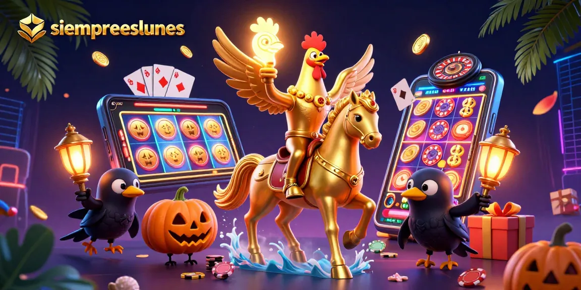 Engage with siempreeslunes in a vibrant casino scene featuring lively characters and captivating games.