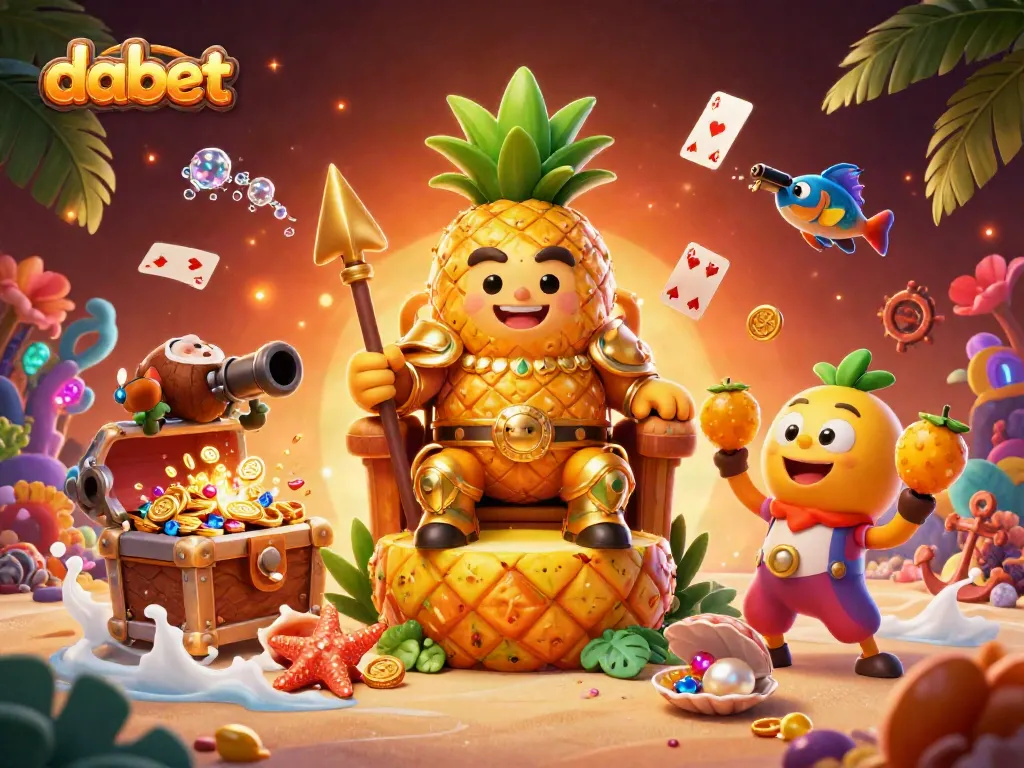Experience the vibrant world of dabet with the golden pineapple king and tropical casino elements.