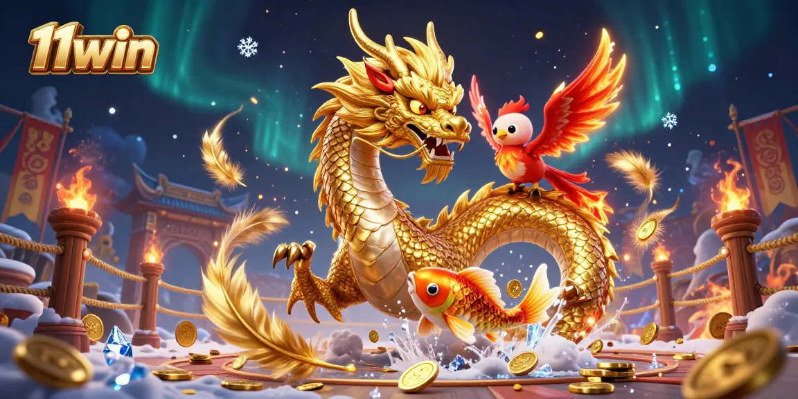 Experience thrilling wins at 11win with our vibrant casino illustration featuring legendary creatures.