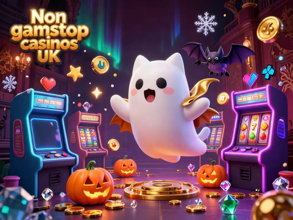 Enjoy thrilling gameplay at Non gamstop casinos UK in a vibrant haunted casino scene.