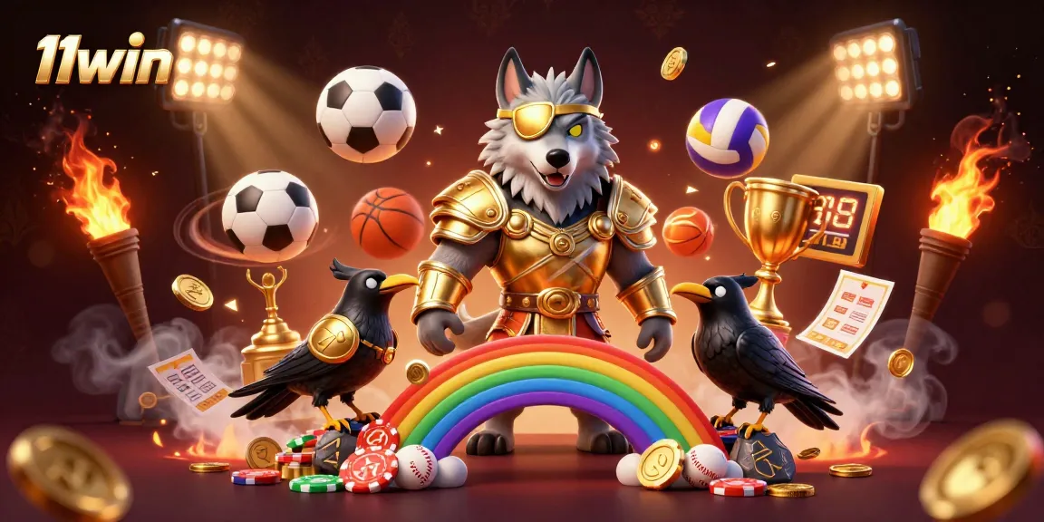 Witness the excitement of 11win's sports betting, featuring dynamic elements and glowing details.