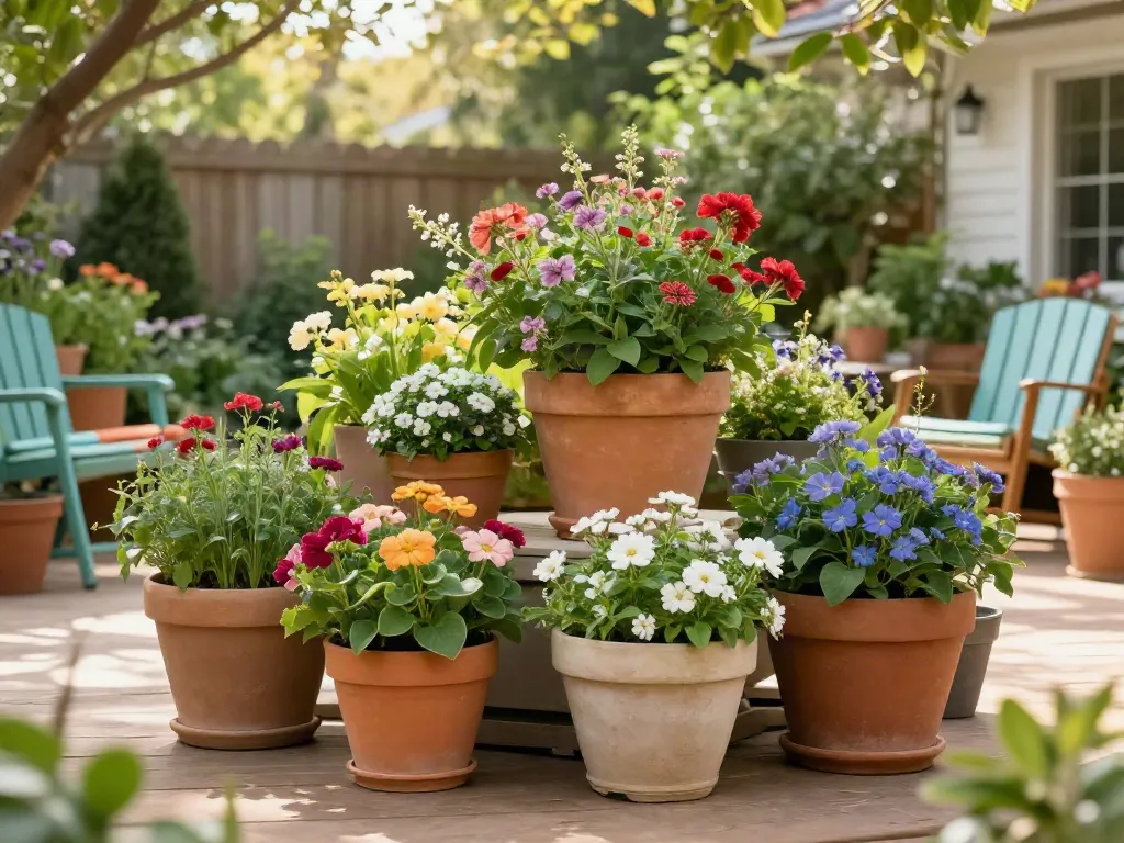 View the XL range of beautiful planter pots in a vibrant garden setting.