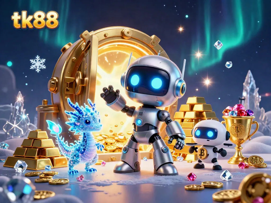 Experience exciting gaming adventures with tk88 in this vibrant 3D casino illustration.