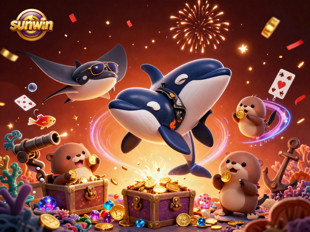 Engage with sunwin's thrilling underwater gaming experience featuring animated sea characters and gold treasures.