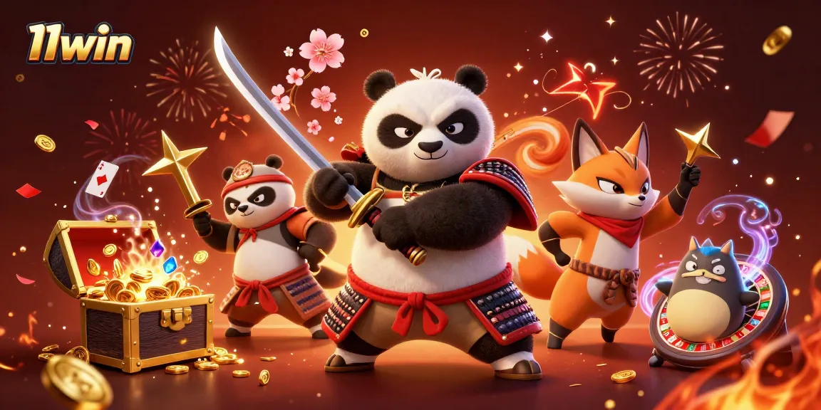 Experience thrilling games at 11win with a vibrant 3D casino illustration showcasing dynamic characters and elements.