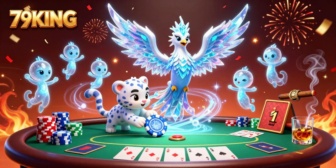 Experience excitement with 79KING in a dazzling 3D casino scene featuring unique characters.