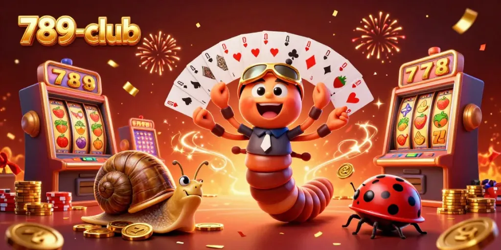 Engage in thrilling gameplay with 789-club amid dynamic casino elements and colorful characters.