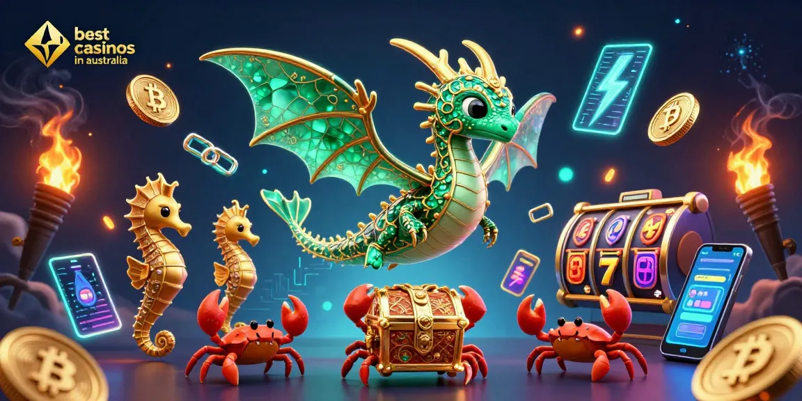 Engage with the best online casinos in Australia, showcasing vibrant 3D characters and dynamic gaming elements.