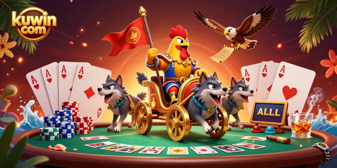 Win big at kuwin com with our thrilling 3D casino adventure featuring poker tables and epic battle characters.