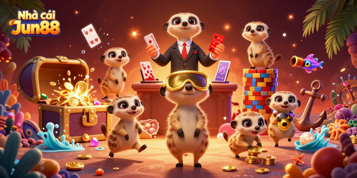 Engage with Nhà cái Jun88 and its vibrant casino world featuring playful meerkats in a dynamic casino setting.