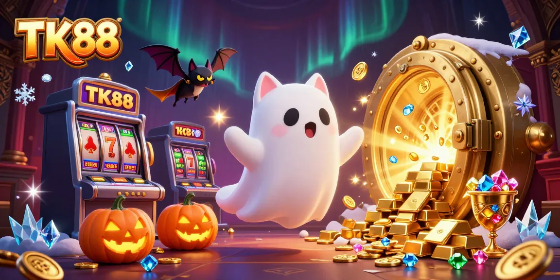 Experience the thrill at TK88's haunted casino with a ghost cat and jackpot treasures!