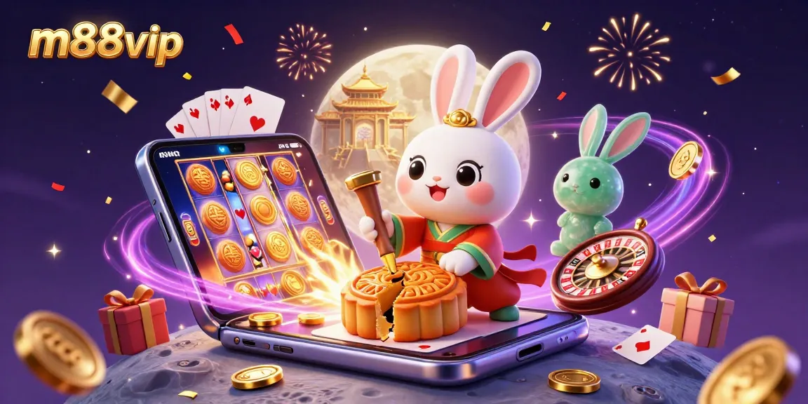 Experience the thrill of m88vip with festive gaming elements in a captivating 3D scene.